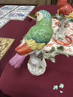 Lot 42 - Pair of Meissen porcelain parrot ornaments