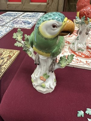 Lot 42 - Pair of Meissen porcelain parrot ornaments