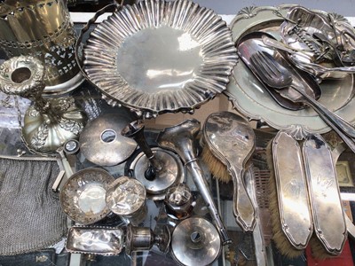 Lot 1098 - Group of damaged/ broken silver items, Mappin & Webb plated dish and other silver plated ware