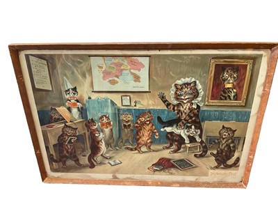 Lot 266 - After Louis William Wain (British, 1860-1939), 'The Naughty Puss', lithograph in colours, 45 x 68cm, framed and glazed and another