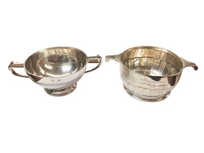 Lot 1070 - Two silver two handled sugar bowls both with engraved initials/ inscriptions