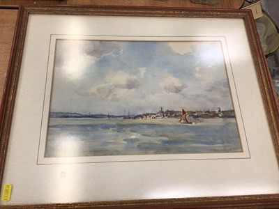 Lot 659 - Three J. Herbert Snell watercolours, together with a German porcelain vase.