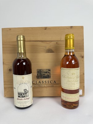 Lot 39 - Wine - two half bottles, Château d'Yquem Lur-Saluces 1994 Sauternes 14% 375ml and Visanto Vino Da Tavola Abbadia Ardenga 15% 375ml.