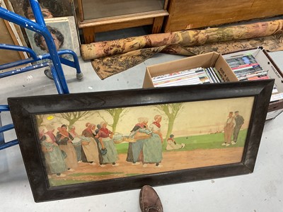 Lot 533 - Large oak framed chromolithograph print of Dutch women after Henri Cassiers