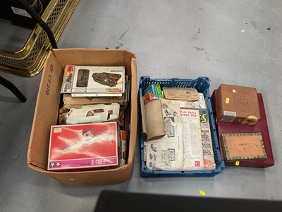 Lot 516 - Two boxes of ephemera and airfix models