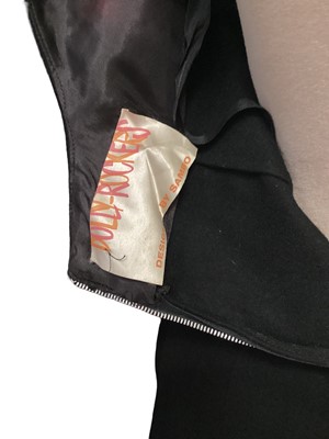 Lot 2060 - Selection of 1960's clothing including black wool dress by Dolly Rockers, cream lace top dress by Cresta, pink crepe column dress with silver dots by Blanes, column dress with side button detail  a...