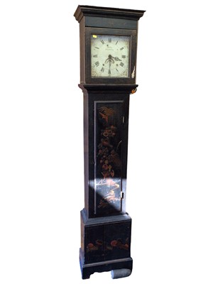 Lot 683 - 19th century lacquered longcase clock with painted dial signed 'Bentley Kingsbridge'