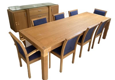 Lot 1293 - Hatfield’s light oak extending dining table and eight chairs and sideboard