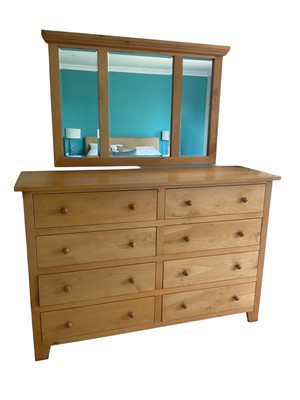 Lot 1309 - Contemporary chest of eight drawers with matching mirror