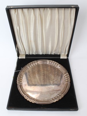 Lot 211 - Colonial Indian white metal salver in original box