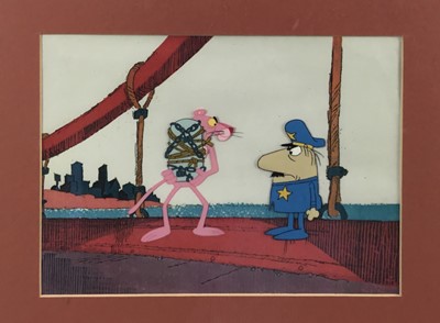 Lot 126 - The Pink Panther - original framed cell from the cartoon, 21cm x 28cm in glazed frame