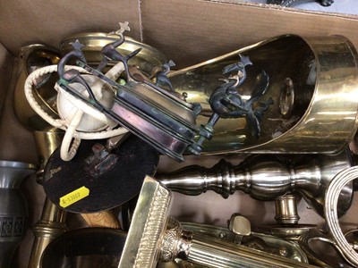 Lot 52 - Large group of brassware and other items, including candlesticks