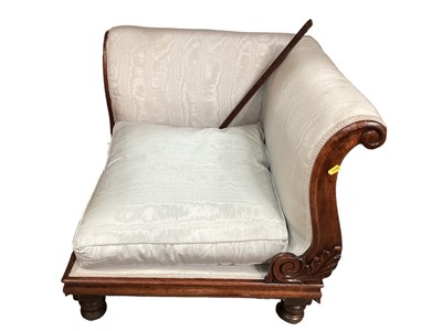 Lot 1238 - Nineteenth century mahogany framed corner armchair with pale blue upholstery, 65cm wide