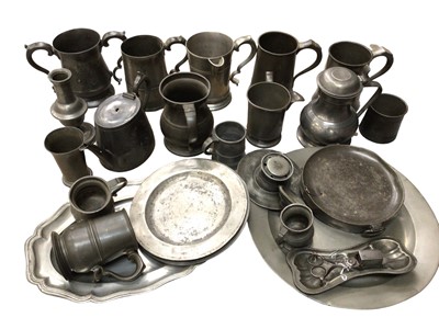Lot 55 - Group of mostly antique pewter, including tankards, trophies, plates, etc