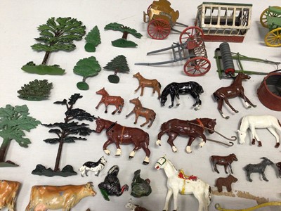 Lot 1820 - Collection of Britains lead farm animals, figures, buildings, trees and accessories