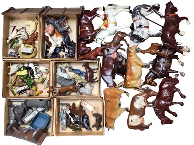 Lot 1820 - Collection of Britains lead farm animals, figures, buildings, trees and accessories