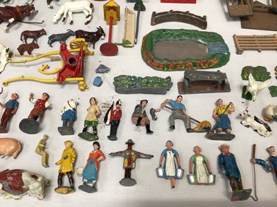 Lot 1820 - Collection of Britains lead farm animals, figures, buildings, trees and accessories