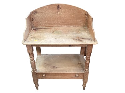 Lot 1207 - Victorian pine washstand with single drawer, 72cm wide, 41cm deep, 100cm high