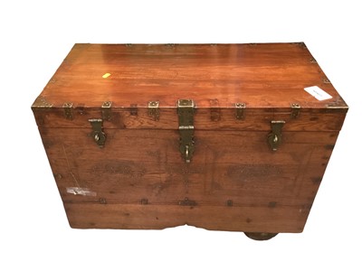 Lot 1210 - Indian hardwood chest with fitted interior, 75cm wide, 39cm deep, 55cm high, together with an occasional table (2)