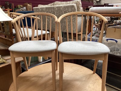 Lot 1214 - Set of six contemporary ash John Lewis Kinross elbow chairs, together with a Danish dining table (lacking leaves)