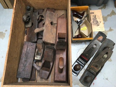 Lot 357 - Selection of old wood planes and a boxed Stanley plane