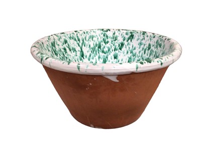 Lot 325 - Large pottery wash bowl with glazed interior and paint splat decoration