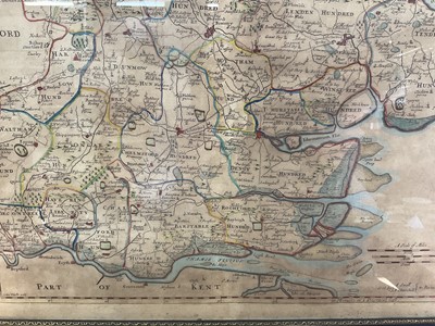 Lot 229 - 18th century hand coloured map of Essex by Robert Mordan, in glazed frame.