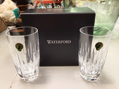 Lot 338 - Pair of Waterford Mara Hiball glasses, new in box, together with a set of eight Nason & Moretti Murano wine glasses, some still wrapped as new in Fortnum & Mason tissue paper