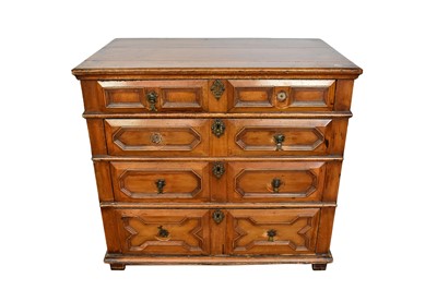 Lot 1200 - Rare Charles II applewood geometric chest