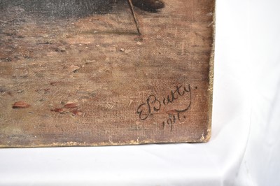 Lot 1209 - Edward Batty (1839-1918), oil on canvas, lady seated in a wooded dell, signed and dated 1916