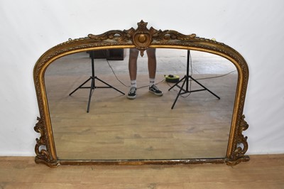 Lot 1212 - Large Victorian gilt gesso overmantel mirror