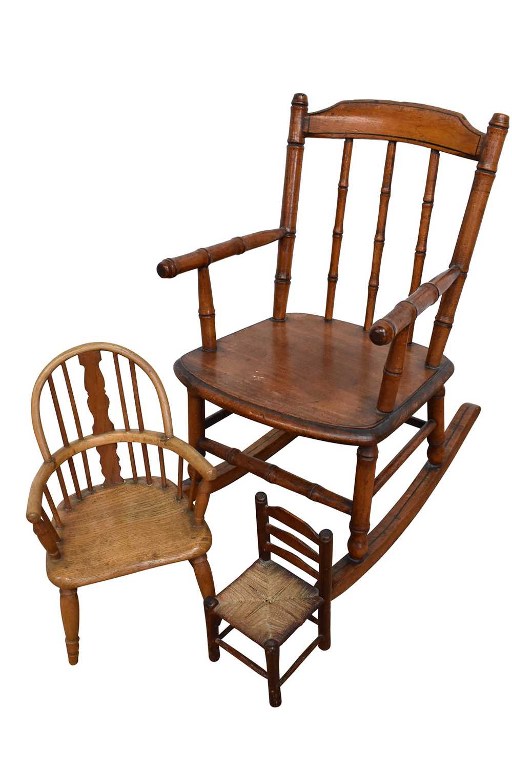 Lot 1213 - Three miniature chairs, including one