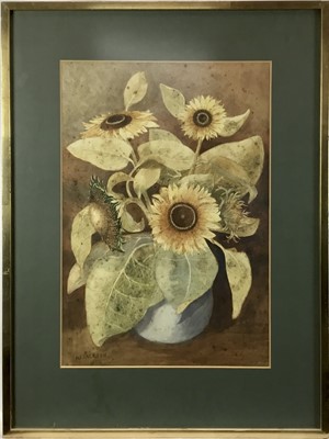 Lot 10 - H F Jackson (late 19th century) watercolour- Sunflowers