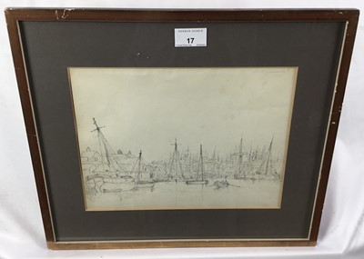 Lot 17 - Donald Chisholm Towner (1903-1985) Pencil sketch harbour scene