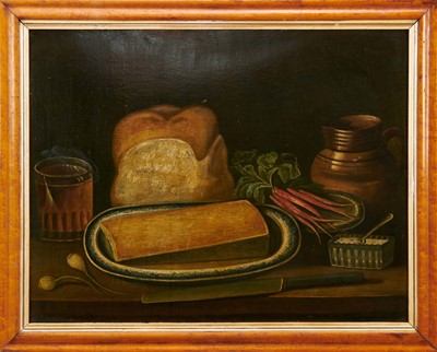Lot 1228 - 19th century naive oil on board - kitchen table
