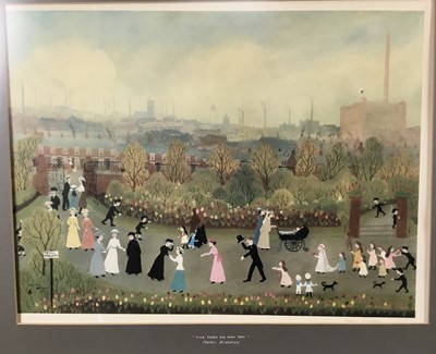 Lot 12 - Helen Bradley (1900-1979) print, the park on May Day, and two others