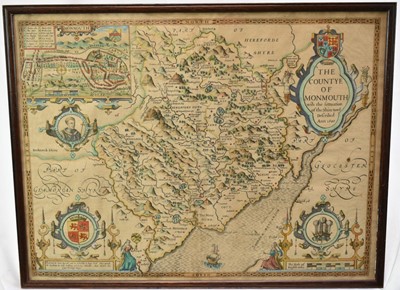 Lot 1230 - Speede map of Monmouthshire, 1610, with later hand colouring