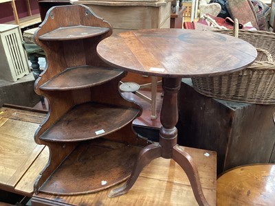 Lot 1310 - 19th century grained Pine corner  whatnot , wine table and childs wheel barrow