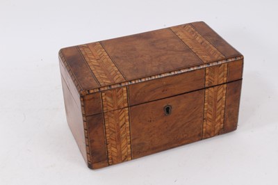 Lot 1237 - 19th century walnut and parquetry inlaid tea caddy