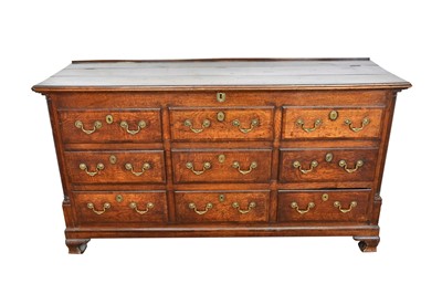 Lot 1240 - George III oak and crossbanded mule chest