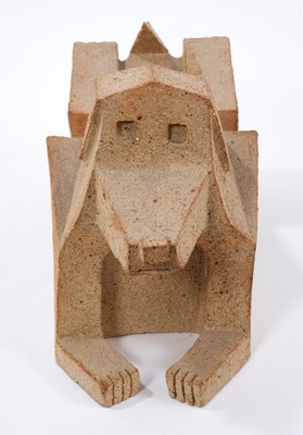 Lot 1242 - Modernist ceramic dog sculpture, signed and dated 97