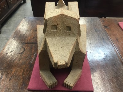 Lot 1242 - Modernist ceramic dog sculpture, signed and dated 97