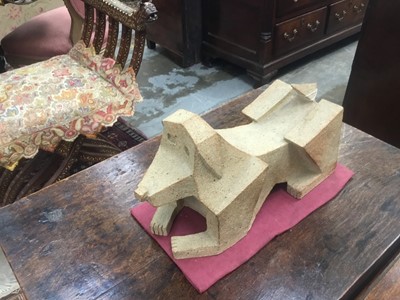 Lot 1242 - Modernist ceramic dog sculpture, signed and dated 97