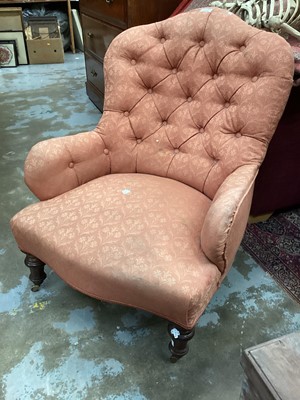 Lot 1328 - Victorian upholstered tub chair