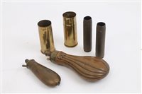 Lot 2474 - 19th century brass powder flask, together with...