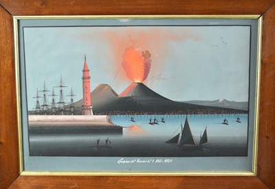 Lot 1247 - 19th century Italian gouache depicting the bay of Naples, inscribed and dated 1861