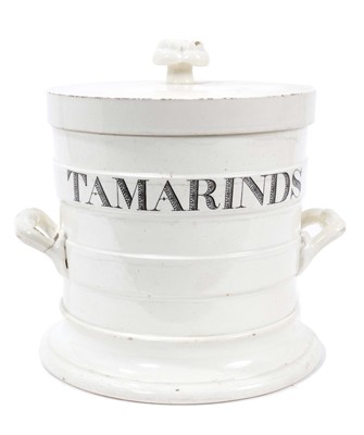 Lot 1402 - 19th century creamware kitchen jar ‘Tamarinds’