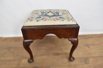 Lot 1279 - 18th century walnut stool, with tapestry embroidery