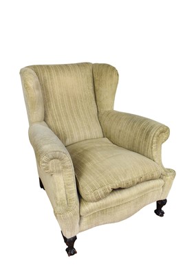 Lot 1293 - Georgian style deep wing armchair