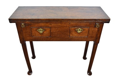 Lot 1301 - Unusual early 18th century oak card table, with fold-over top